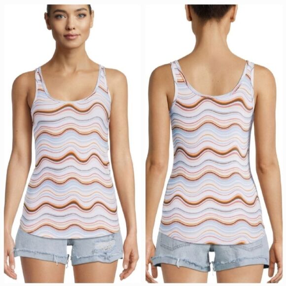 🩵NWT Swirl Scoop Neck Stretchy Sleeveless Top XSmall - Picture 2 of 11